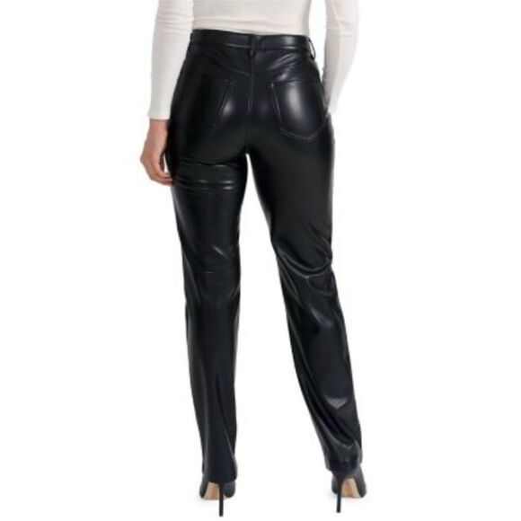 JOIE Faux Leather Pants Black Ankle Length Straight Leg 29” inseam NWT Size 10 - Picture 1 of 9